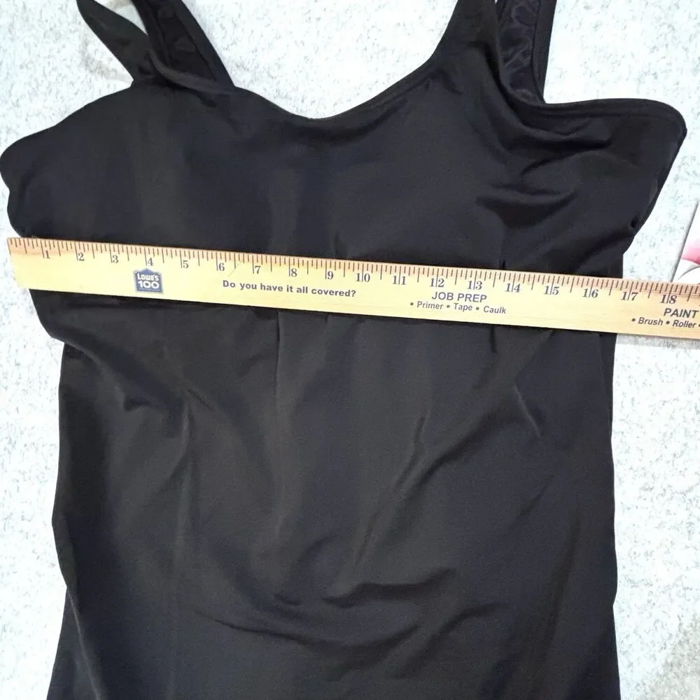 Land's End Tugless Swimsuit Black One Piece Bathing Suit NEW